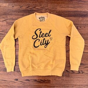 Steel City Pittsburgh Raglan Sleeve Crewneck Pull Over Sweatshirt | Men’s Small